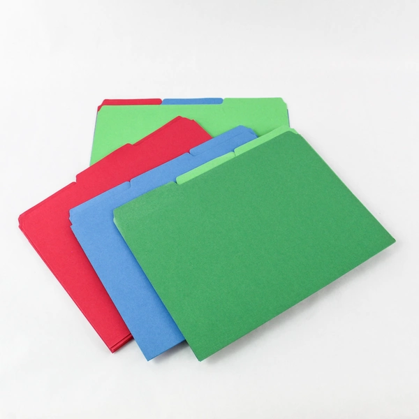 Lot of 12 Multi-Color Tab File Folders - Red, Blue, Green - Office Supplies