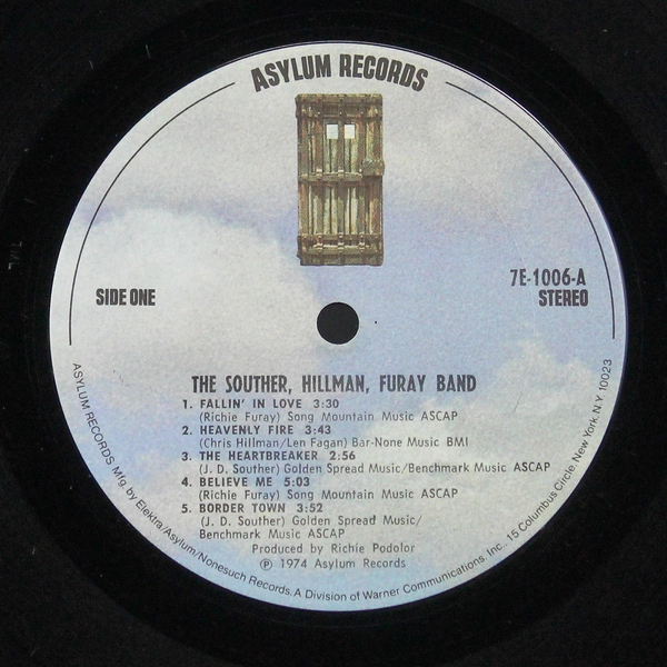 The Souther Hillman Furay Band Vinyl Record Music 33 RPM 12 in Asylum Records