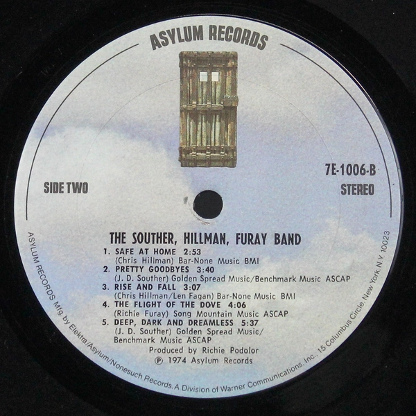 The Souther Hillman Furay Band Vinyl Record Music 33 RPM 12 in Asylum Records
