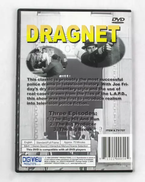 Jack Webb Dragnet Volume 2 DVD 2004 Digiview Productions LLC Good Condition