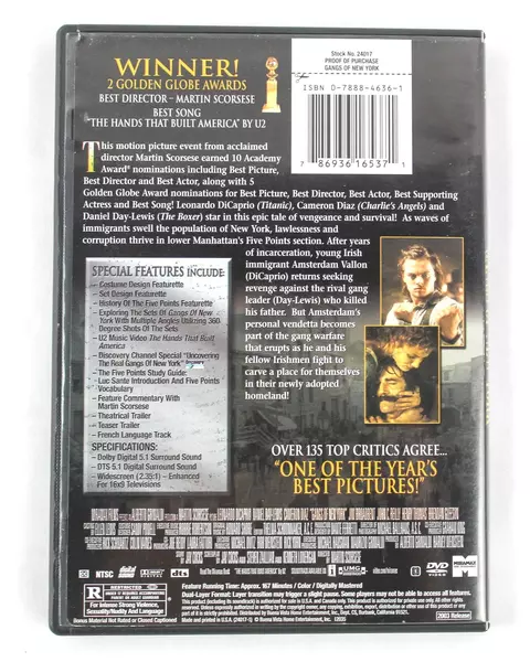 Gangs of New York DVD 2003 Leonardo DiCaprio Miramax Pre-Owned As-Is