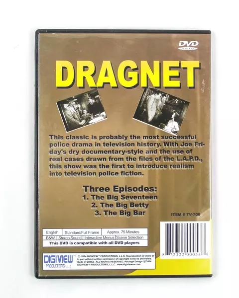 Jack Webb Dragnet Volume 1 DVD 2004 Good Condition 3 Episodes