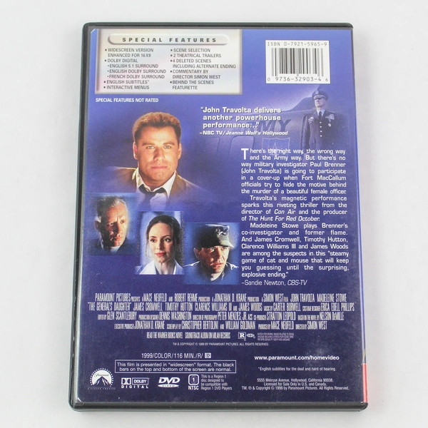 John Travolta The General's Daughter DVD 1999 Paramount Pictures As-Is