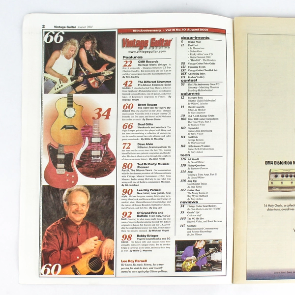 Vintage Guitar Magazine Aug 2001 Vol 15 No 10 Lee Roy Parnell Good Condition