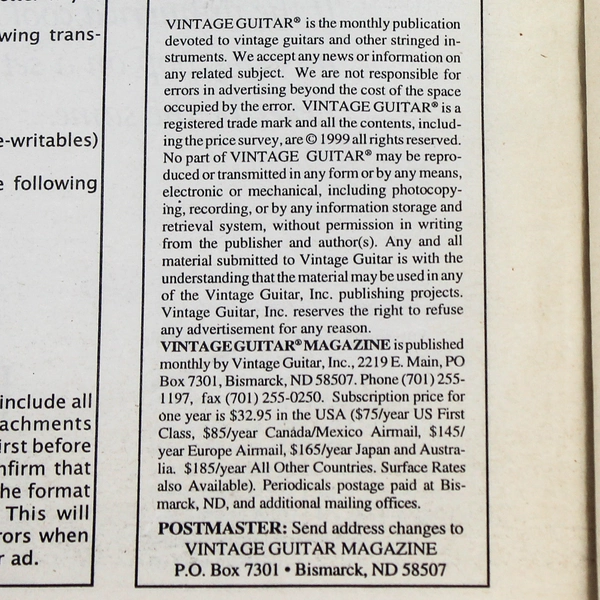 Vintage Guitar Magazine Feb 2000 Vol 14 No 04 - Gibson ES-335, Pre-Owned