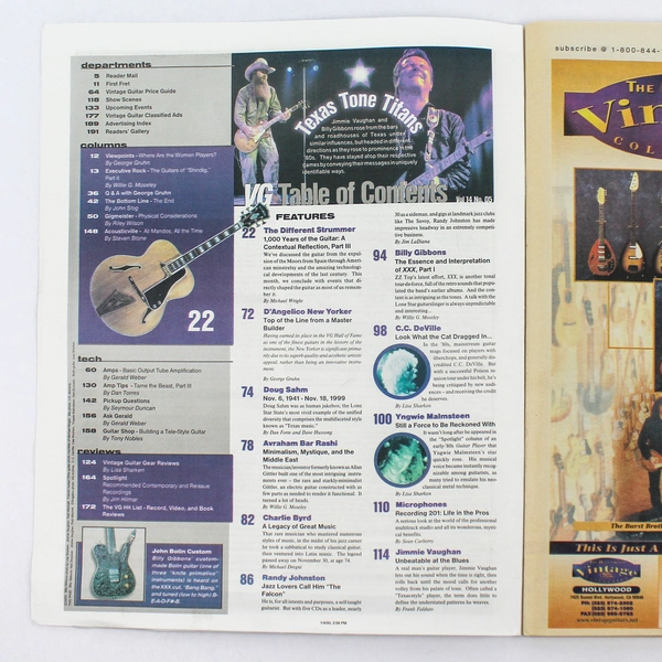 Vintage Guitar Magazine March 2000 Vol 14 No 05 Texas Tone Titans Gibbons