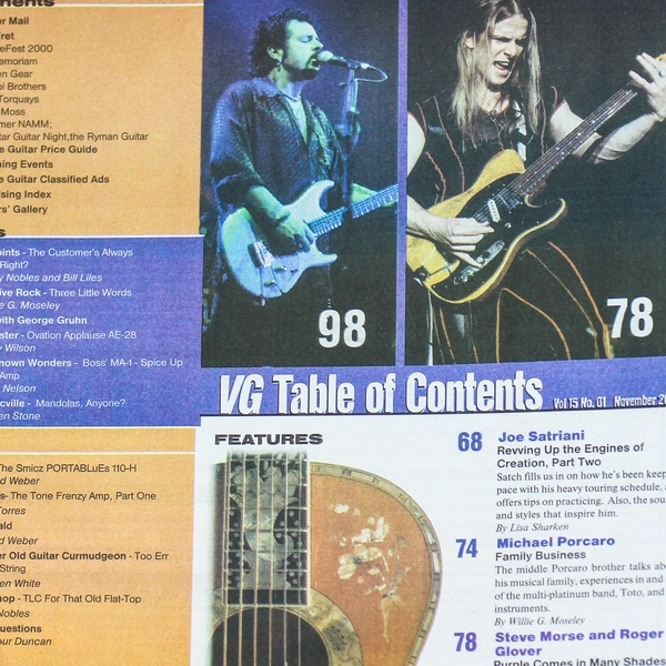 Vintage Guitar Magazine Nov 2000 Vol 15 No 1 Steve Morse Roger Glover