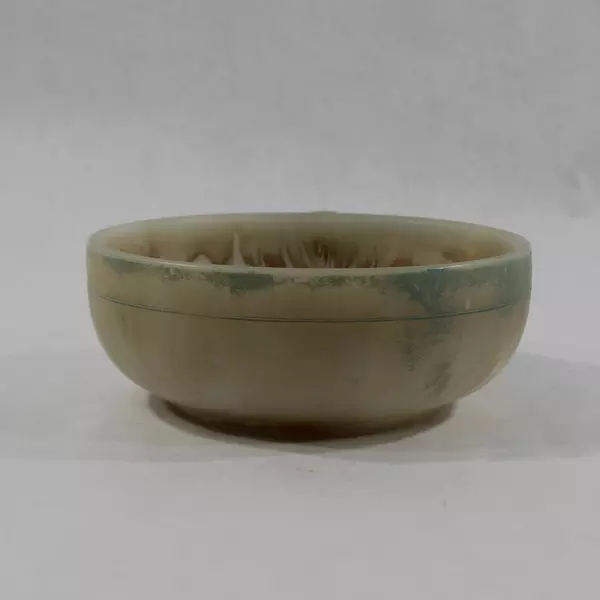 Vintage Glasbake Ovenware White Milk Teal Brown Glass Soup Bowl 14 oz J 2057 25