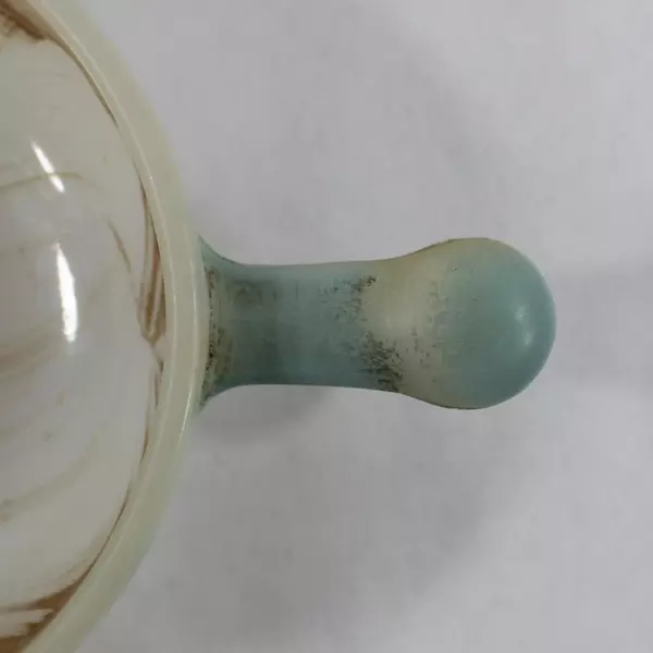 Vintage Glasbake Ovenware White Milk Teal Brown Glass Soup Bowl 14 oz J 2057 25