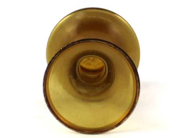 Vintage 7in Bud Vase Bohemian Style Floral Hand Painted Amber Glass Planter