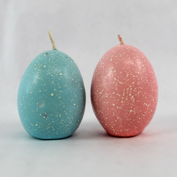 Set of 2 Vintage Blue & Pink Easter Egg Candles - Midwest Importers