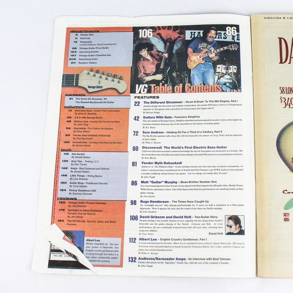 Vintage Guitar Magazine March 1999 Vol 13 No 06 Albert Lee Pre-Owned