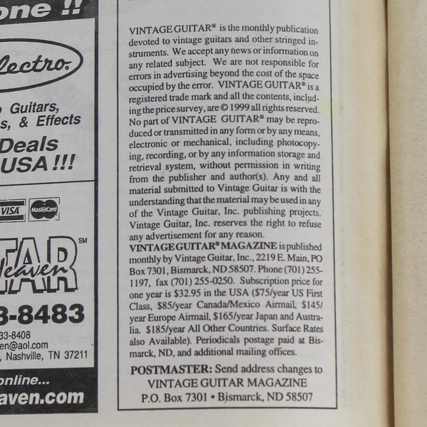 Vintage Guitar Magazine March 1999 Vol 13 No 06 Albert Lee Pre-Owned