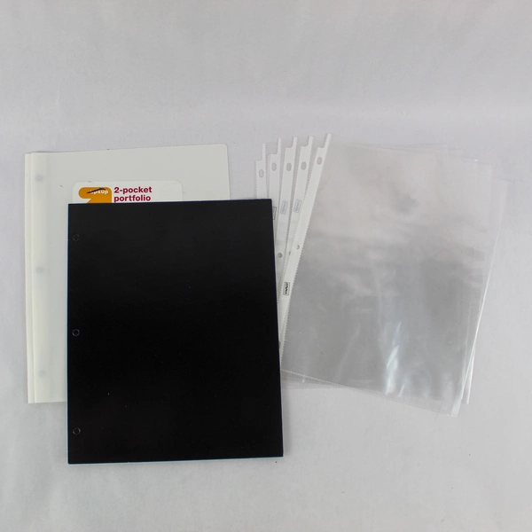 Office School Supplies Lot: Binder, Clips, Page Protectors, Pen - Pre-owned