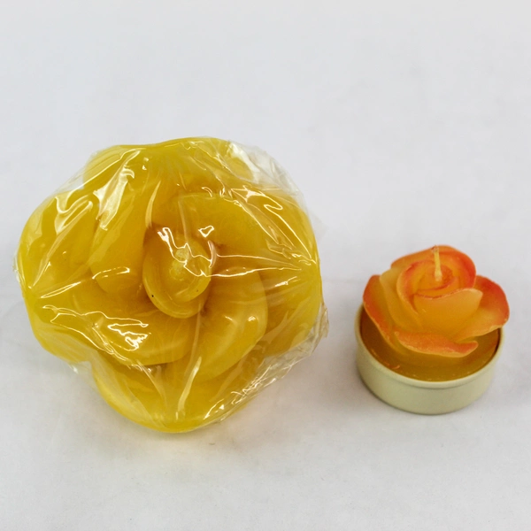Lot of 2 Vintage Gold-Toned Rose Candles - Unscented Home Decor