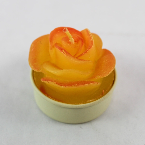 Lot of 2 Vintage Gold-Toned Rose Candles - Unscented Home Decor