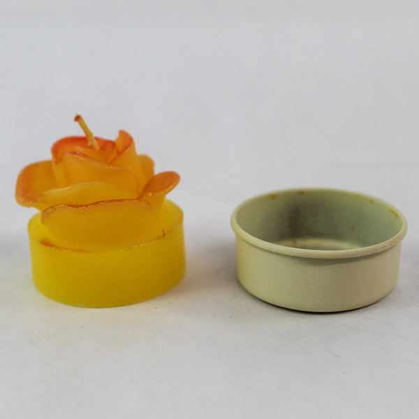 Lot of 2 Vintage Gold-Toned Rose Candles - Unscented Home Decor
