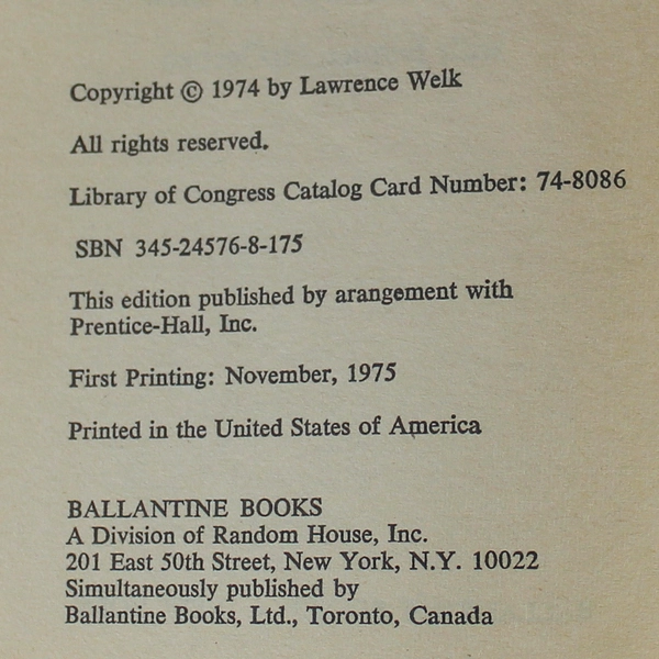 Ah-One Ah-Two! Life With My Musical Family by Lawrence Welk Vintage PB