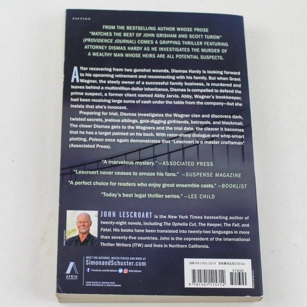 John Lescroart Poison Paperback Novel 2018 Atria Good Pre-Owned Condition