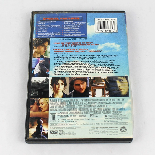 Vanilla Sky DVD Tom Cruise Penelope Cruz 2002 Pre-Owned As-Is