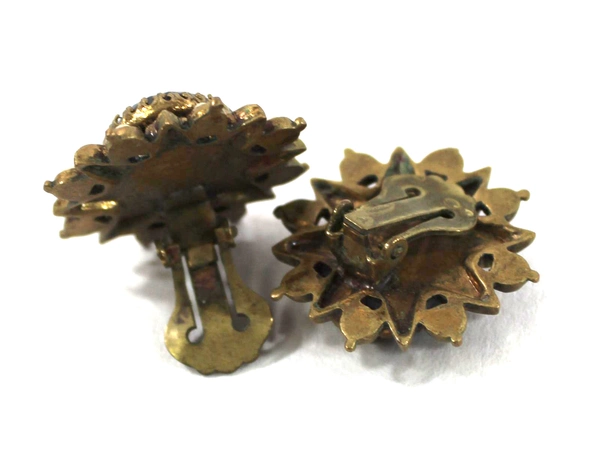 Vintage Brass Koi Fish Earrings & Brooch Set with Pearls - Pre-Owned