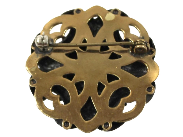 Vintage Brass Koi Fish Earrings & Brooch Set with Pearls - Pre-Owned