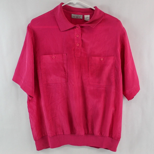 Lot of Fitting Image Women's Size 18 Fuchsia Pink Short Sleeve Shirt, Pockets