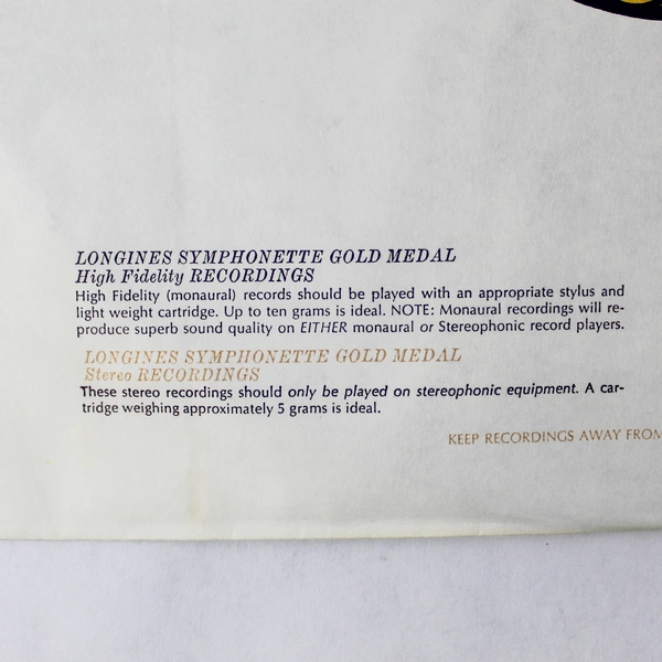 Longines Symphonette Vinyl "In A Sentimental Mood" - No Sleeve, Used