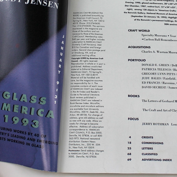 American Craft Magazine Dec 1992-Jan 1993 Vintage Art Good Condition