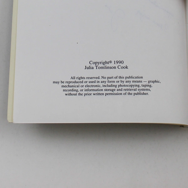 Signed "Towards Morning" by Julia Tomlinson Cook, 1990 Paperback