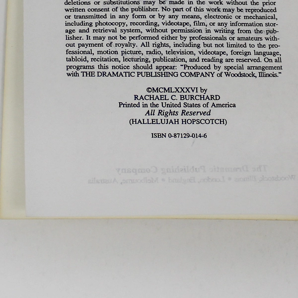 Hallelujah Hopscotch by Rachel Burchard 1986 PB Book Good Condition