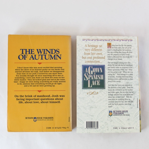 Lot of 2 Janette Oke Historical Romance Novels: Winds of Autumn & Spanish Lace