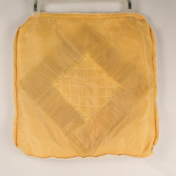 Beige Cream Accent Throw Pillow Cover with Tassels & Button Closure - Pre-owned