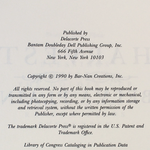 Harvest by Belva Plain Vintage Hardcover Novel with Dust Jacket 1990