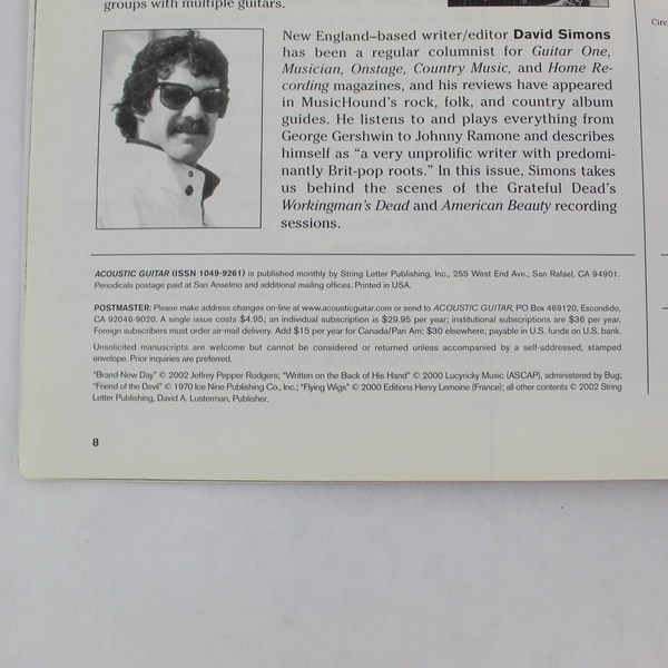 Acoustic Guitar Magazine March 2002 Vol. 12 No. 9 Issue 111 Grateful Dead