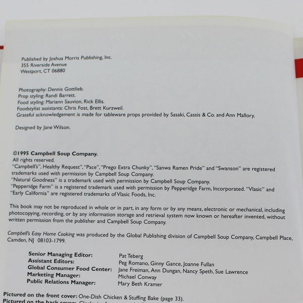 Campbell's Easy Home Cooking Book - 125+ Recipes, 1995, Good Condition