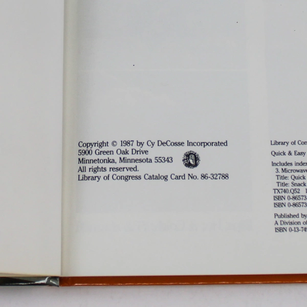 Quick & Easy Microwave Snacks & Appetizers Cookbook by Cy DeCosse 1987