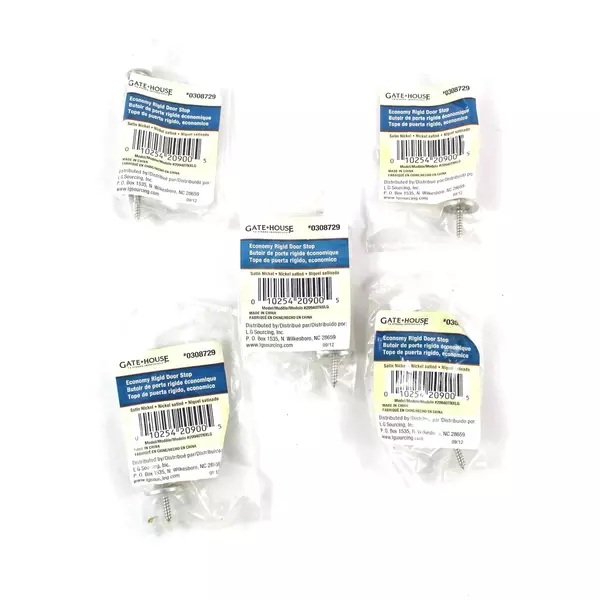 Lot of 5 Gatehouse Satin Nickel Door Stops 3-1/2" Rigid New Sealed