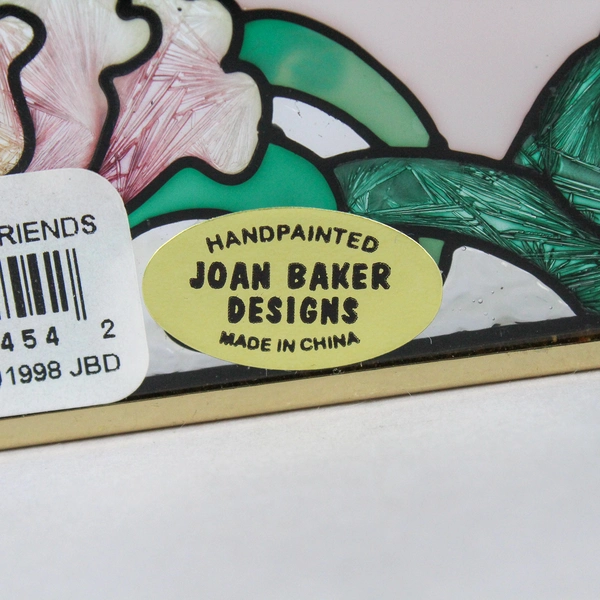 Joan Baker Designs Frosted Stain Glass Double Pane Pink Peony 1 Friends 1998 