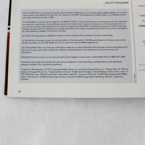 Acoustic Guitar Magazine Jan 2006 Vol 16 No 7 John Hammond - Good Condition