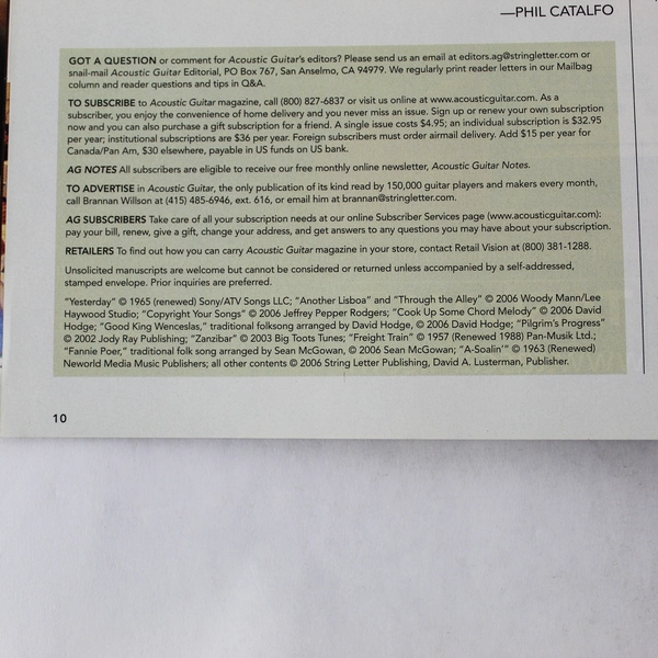 Taj Mahal Acoustic Guitar Magazine Dec 2006 Blues Lessons - Good Condition