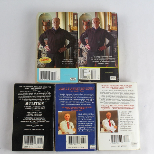 Lot of 5 Robin Cook Medical Thrillers: Mutation, Invasion, Vector & More