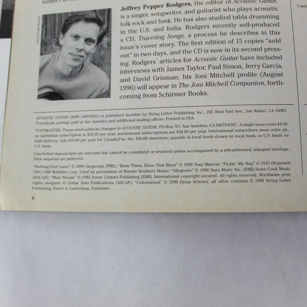 Acoustic Guitar Magazine July 1999 Vol 10 No 1 Issue 179 - Good Condition