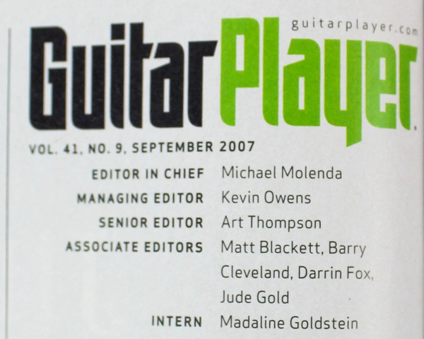 Magazine Guitar Player September 2007 Vol 41 No 9 Newbay Media Alex Lifeson