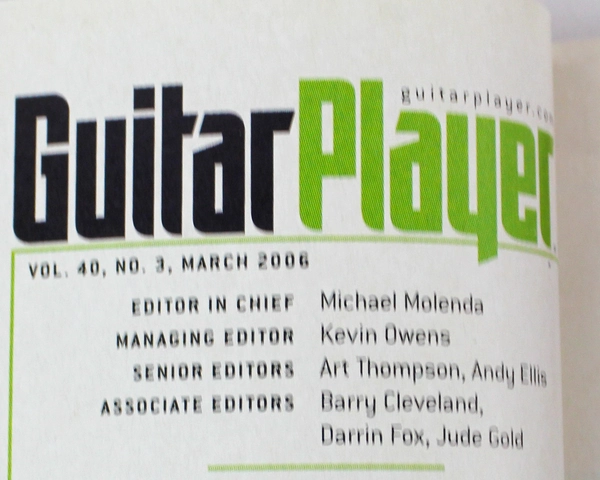Magazine Guitar Player March 2006 Vol 40 No 3 Gibson Alex Lifeson CMP Media