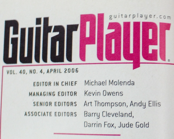 Magazine Guitar Player April 2006 Vol 40 No 4 CMP Entertainment Derek Trucks