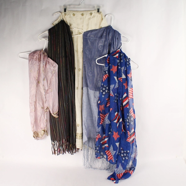 Lot of 5 Pre-owned Women's Scarves for Crafts - Flaws & Fabric Projects