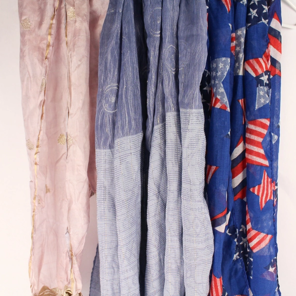 Lot of 5 Pre-owned Women's Scarves for Crafts - Flaws & Fabric Projects