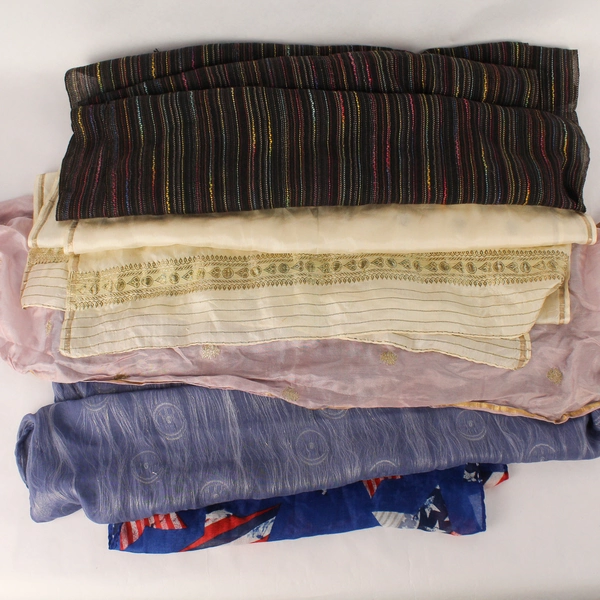 Lot of 5 Pre-owned Women's Scarves for Crafts - Flaws & Fabric Projects