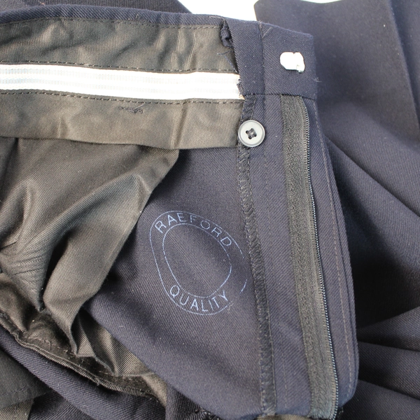 Vintage M & H Navy Blue Woven Trouser Slacks 33" Waist, 32" Inseam, Very Good